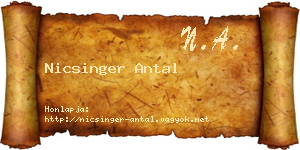 Nicsinger Antal névjegykártya